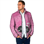 Custom Bowls Australia Breast Cancer Padded Jacket Pink Ribbon Kangaroo Aboriginal Art - Aussie Hoodie
