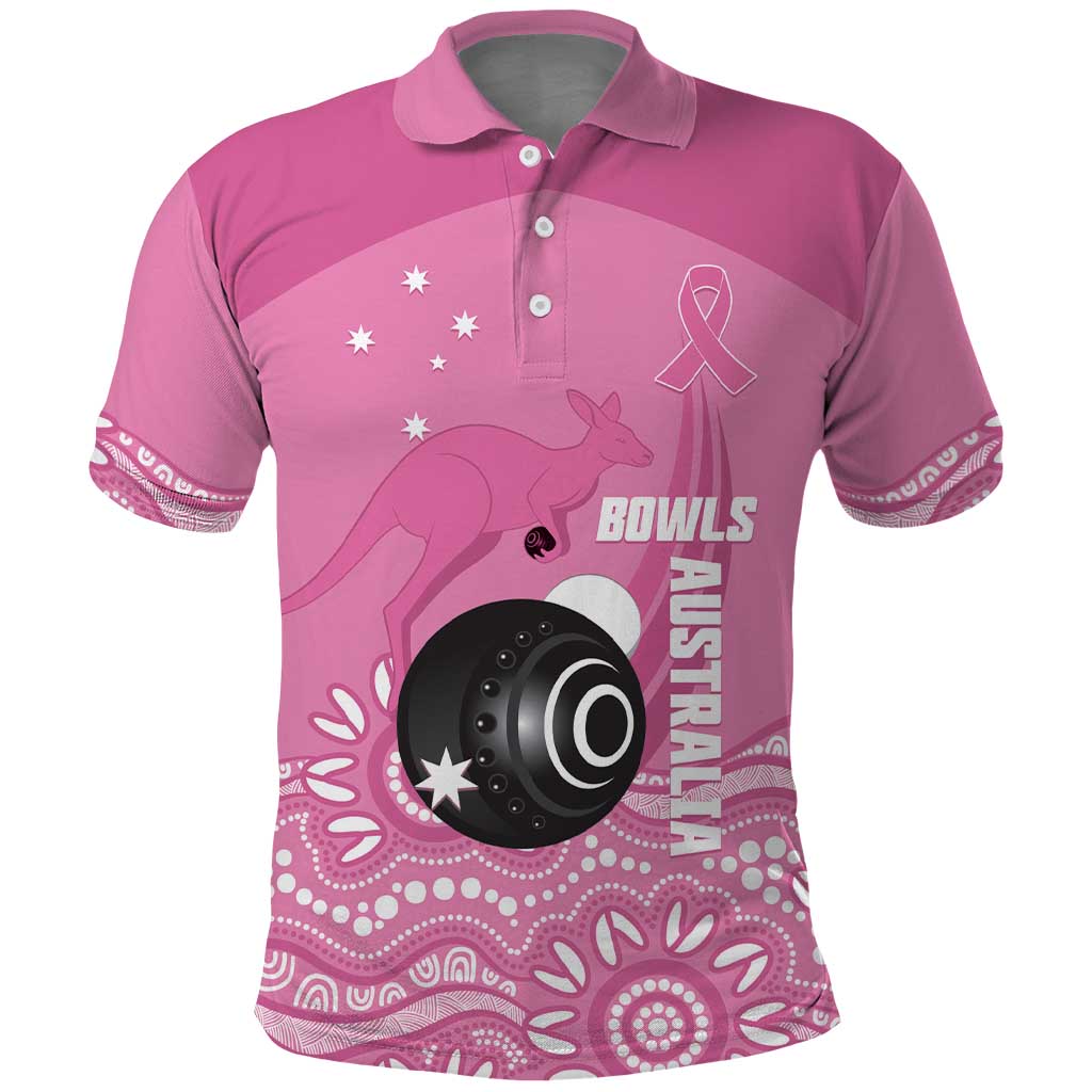 Custom Bowls Australia Breast Cancer Polo Shirt Pink Ribbon Kangaroo Aboriginal Art - Aussie Hoodie