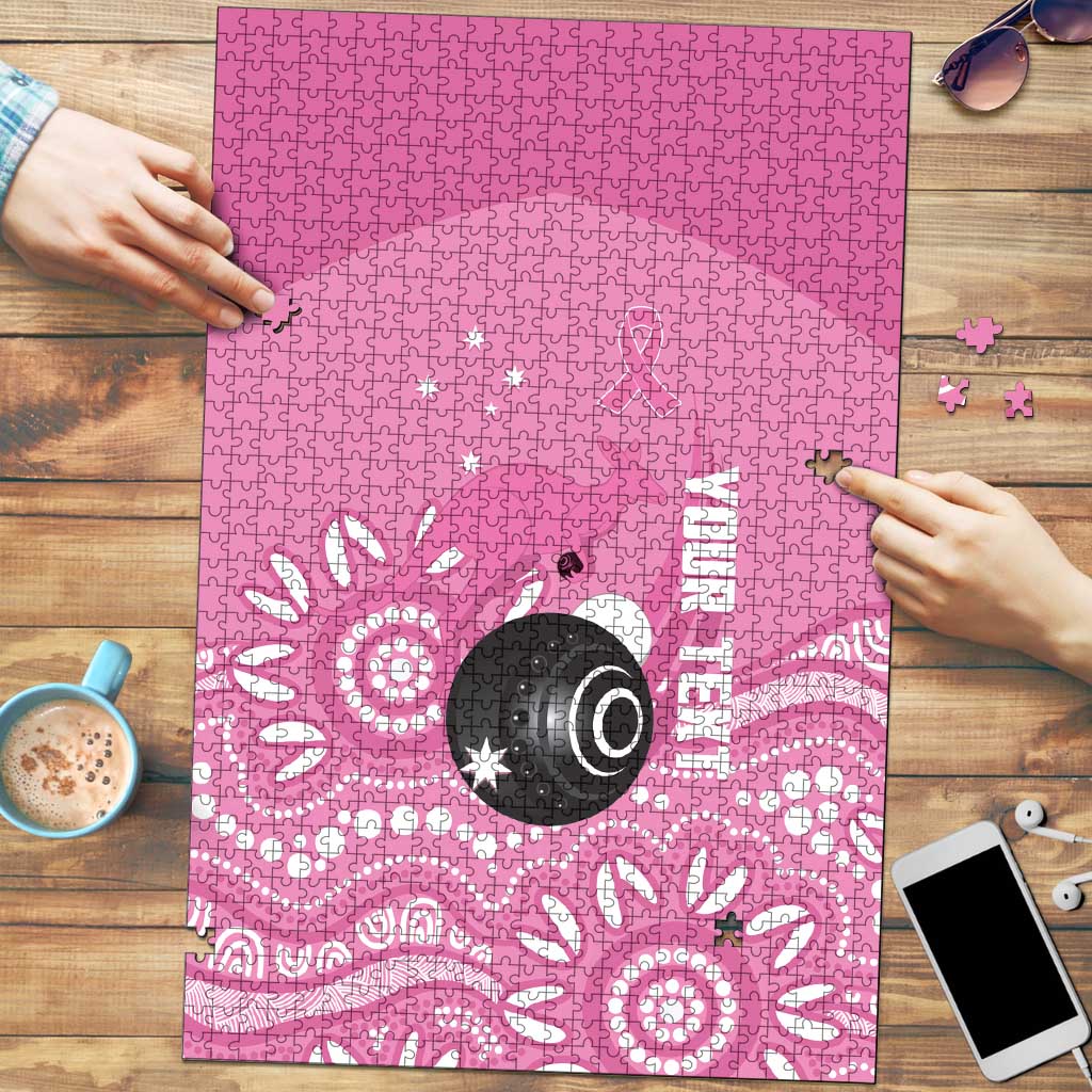 Custom Bowls Australia Breast Cancer Puzzle Pink Ribbon Kangaroo Aboriginal Art - Aussie Hoodie