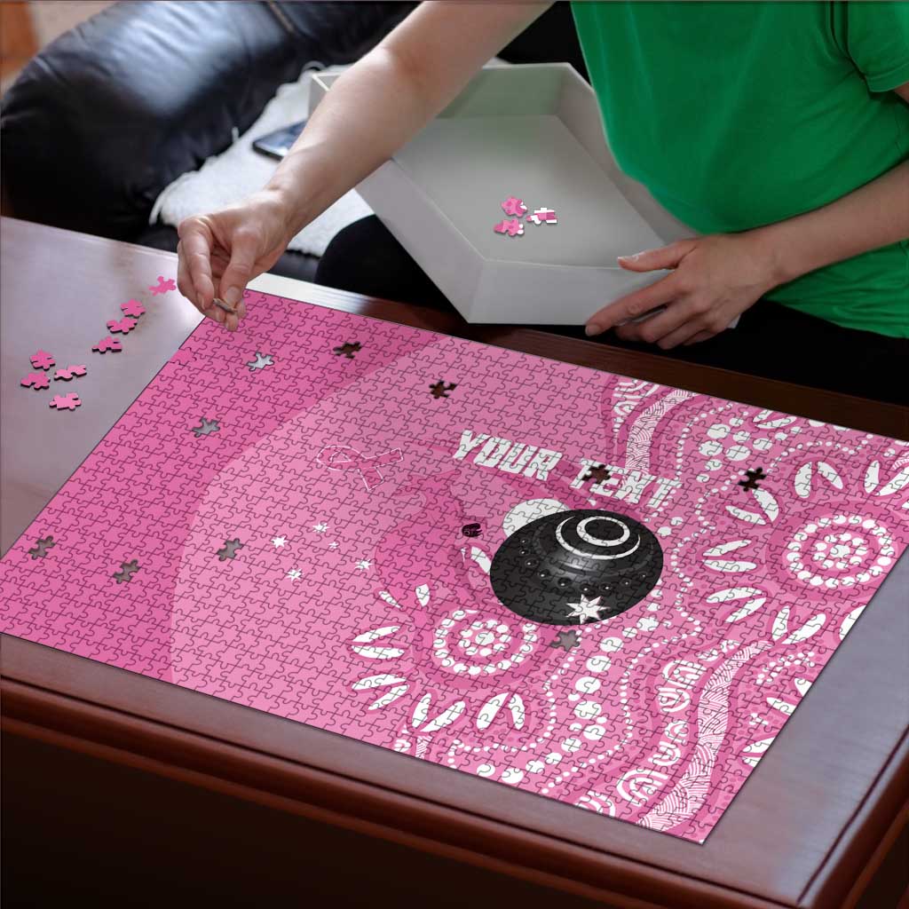 Custom Bowls Australia Breast Cancer Puzzle Pink Ribbon Kangaroo Aboriginal Art - Aussie Hoodie