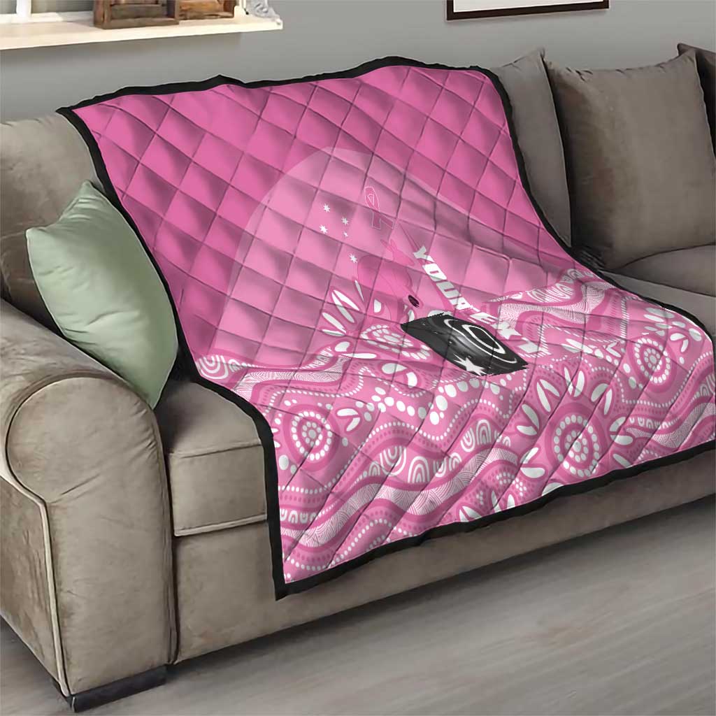 Custom Bowls Australia Breast Cancer Quilt Pink Ribbon Kangaroo Aboriginal Art - Aussie Hoodie
