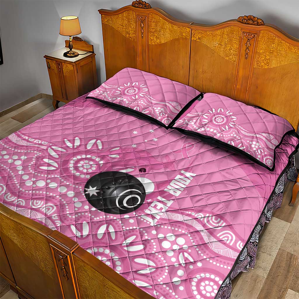 Custom Bowls Australia Breast Cancer Quilt Bed Set Pink Ribbon Kangaroo Aboriginal Art - Aussie Hoodie