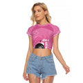 Custom Bowls Australia Breast Cancer Raglan Cropped T Shirt Pink Ribbon Kangaroo Aboriginal Art - Aussie Hoodie