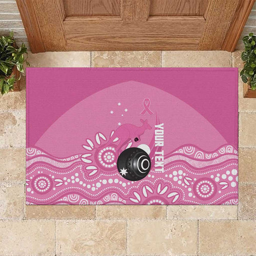 Custom Bowls Australia Breast Cancer Rubber Doormat Pink Ribbon Kangaroo Aboriginal Art - Aussie Hoodie