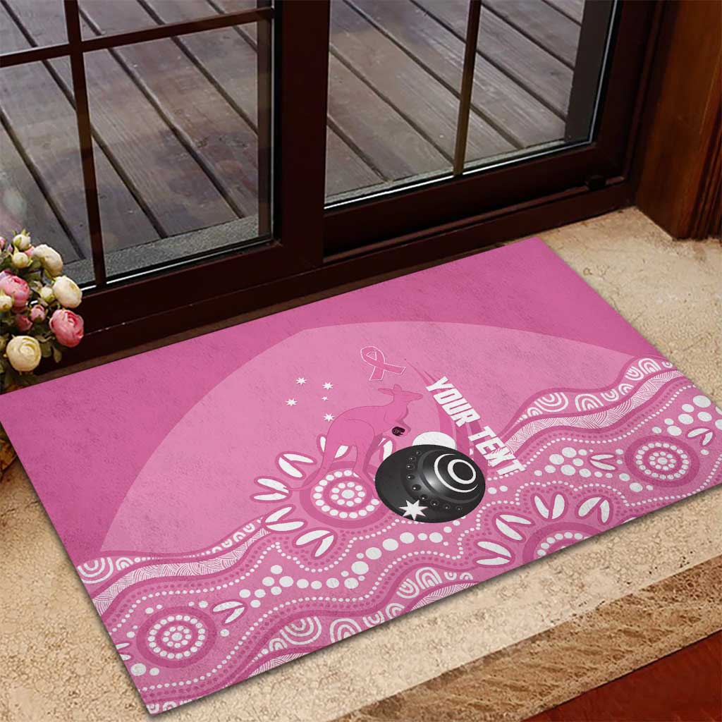 Custom Bowls Australia Breast Cancer Rubber Doormat Pink Ribbon Kangaroo Aboriginal Art - Aussie Hoodie