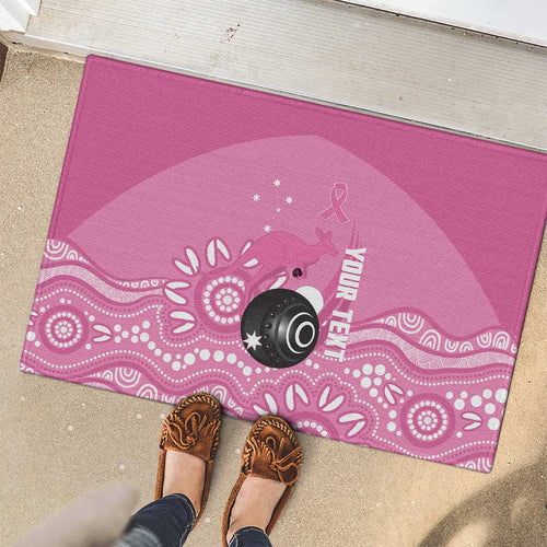 Custom Bowls Australia Breast Cancer Rubber Doormat Pink Ribbon Kangaroo Aboriginal Art - Aussie Hoodie