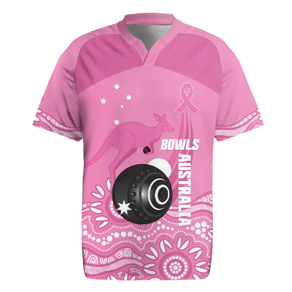 Custom Bowls Australia Breast Cancer Rugby Jersey Pink Ribbon Kangaroo Aboriginal Art - Aussie Hoodie