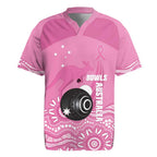 Custom Bowls Australia Breast Cancer Rugby Jersey Pink Ribbon Kangaroo Aboriginal Art - Aussie Hoodie