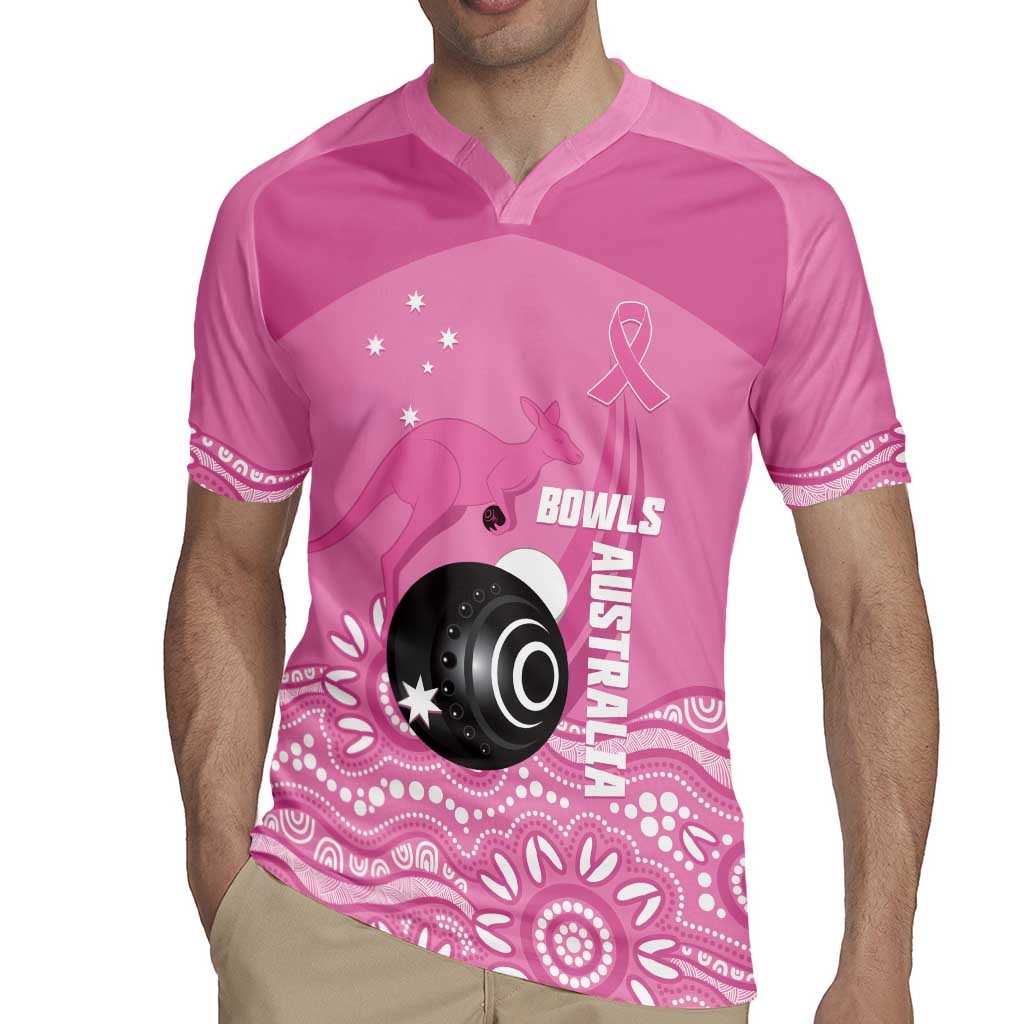 Custom Bowls Australia Breast Cancer Rugby Jersey Pink Ribbon Kangaroo Aboriginal Art - Aussie Hoodie
