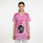 Custom Bowls Australia Breast Cancer Scrub Top Pink Ribbon Kangaroo Aboriginal Art - Aussie Hoodie