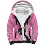 Custom Bowls Australia Breast Cancer Sherpa Hoodie Pink Ribbon Kangaroo Aboriginal Art - Aussie Hoodie