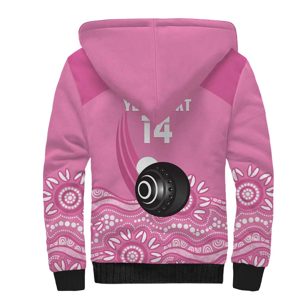 Custom Bowls Australia Breast Cancer Sherpa Hoodie Pink Ribbon Kangaroo Aboriginal Art - Aussie Hoodie