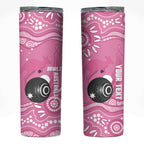 Custom Bowls Australia Breast Cancer Skinny Tumbler Pink Ribbon Kangaroo Aboriginal Art - Aussie Hoodie