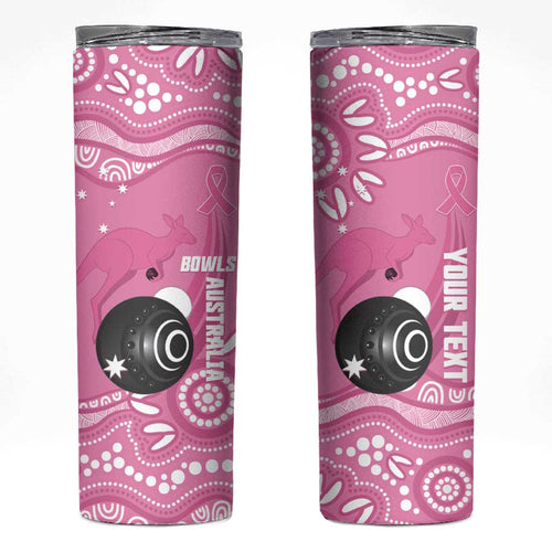 Custom Bowls Australia Breast Cancer Skinny Tumbler Pink Ribbon Kangaroo Aboriginal Art - Aussie Hoodie