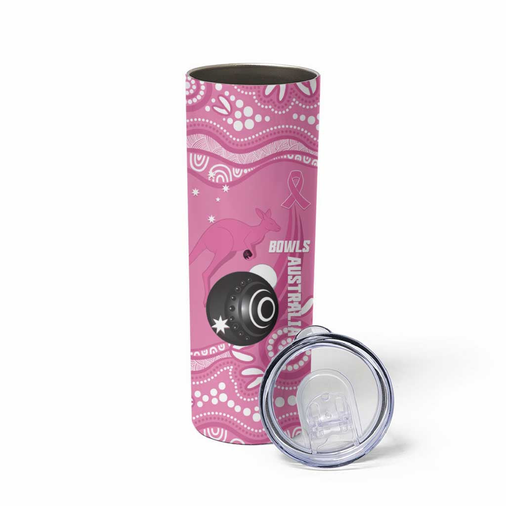 Custom Bowls Australia Breast Cancer Skinny Tumbler Pink Ribbon Kangaroo Aboriginal Art - Aussie Hoodie