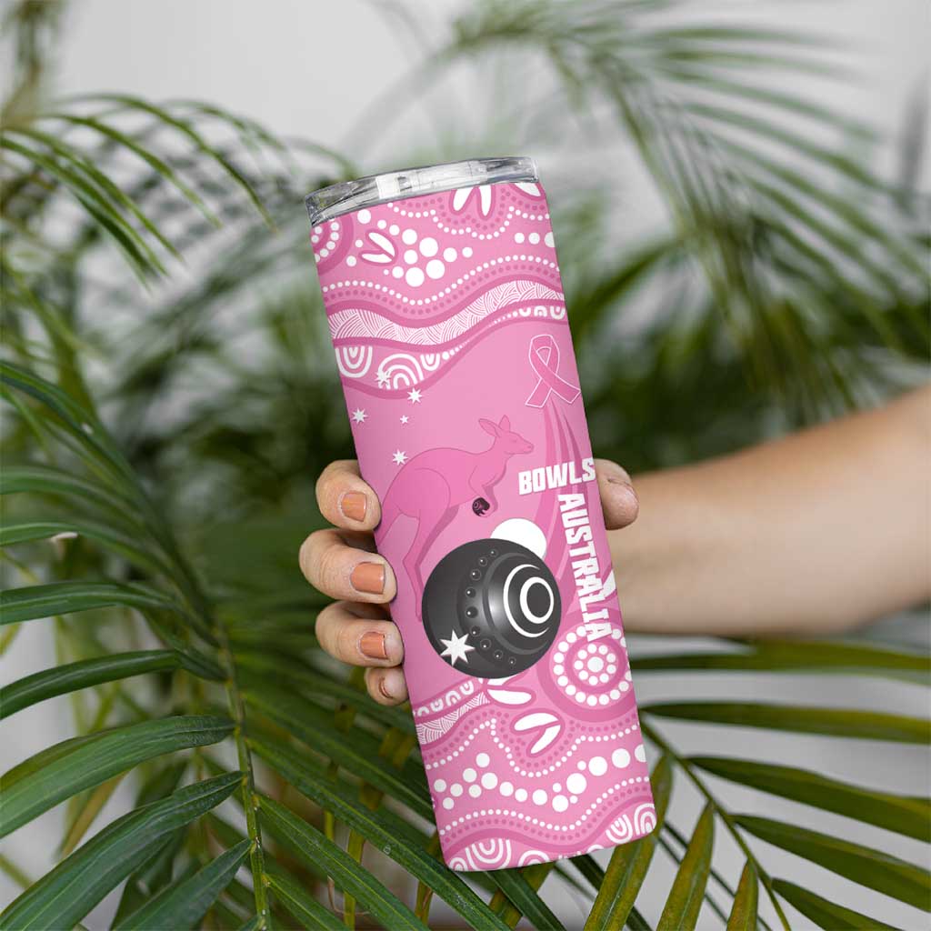 Custom Bowls Australia Breast Cancer Skinny Tumbler Pink Ribbon Kangaroo Aboriginal Art - Aussie Hoodie