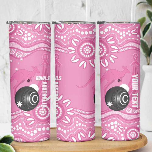 Custom Bowls Australia Breast Cancer Skinny Tumbler Pink Ribbon Kangaroo Aboriginal Art - Aussie Hoodie