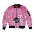 Custom Bowls Australia Breast Cancer Sleeve Zip Bomber Jacket Pink Ribbon Kangaroo Aboriginal Art - Aussie Hoodie
