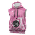 Custom Bowls Australia Breast Cancer Sleeveless Hoodie Pink Ribbon Kangaroo Aboriginal Art - Aussie Hoodie