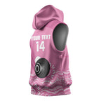 Custom Bowls Australia Breast Cancer Sleeveless Hoodie Pink Ribbon Kangaroo Aboriginal Art - Aussie Hoodie