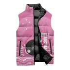 Custom Bowls Australia Breast Cancer Sleeveless Puffer Jacket Pink Ribbon Kangaroo Aboriginal Art - Aussie Hoodie