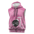 Custom Bowls Australia Breast Cancer Sleeveless Zip Hoodie Pink Ribbon Kangaroo Aboriginal Art LT14