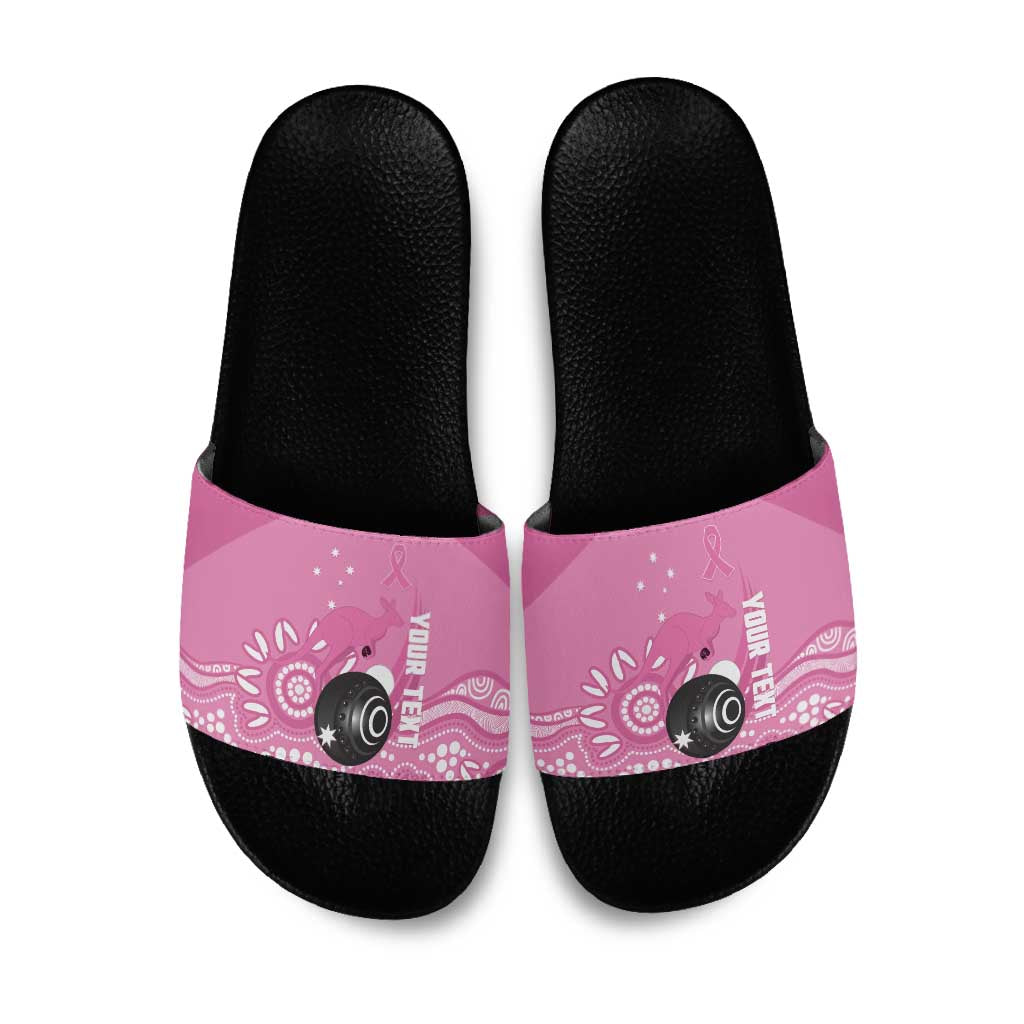 Custom Bowls Australia Breast Cancer Slide Sandals Pink Ribbon Kangaroo Aboriginal Art - Aussie Hoodie