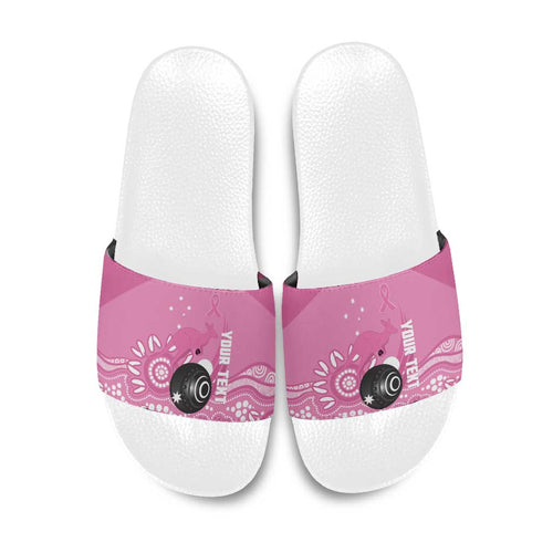 Custom Bowls Australia Breast Cancer Slide Sandals Pink Ribbon Kangaroo Aboriginal Art - Aussie Hoodie