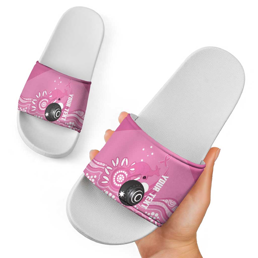 Custom Bowls Australia Breast Cancer Slide Sandals Pink Ribbon Kangaroo Aboriginal Art - Aussie Hoodie