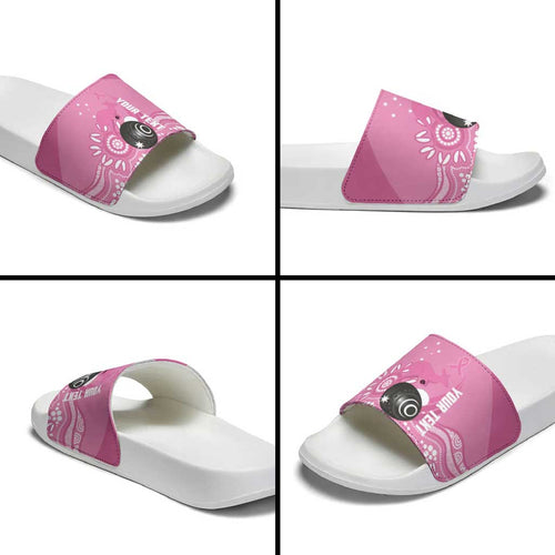 Custom Bowls Australia Breast Cancer Slide Sandals Pink Ribbon Kangaroo Aboriginal Art - Aussie Hoodie