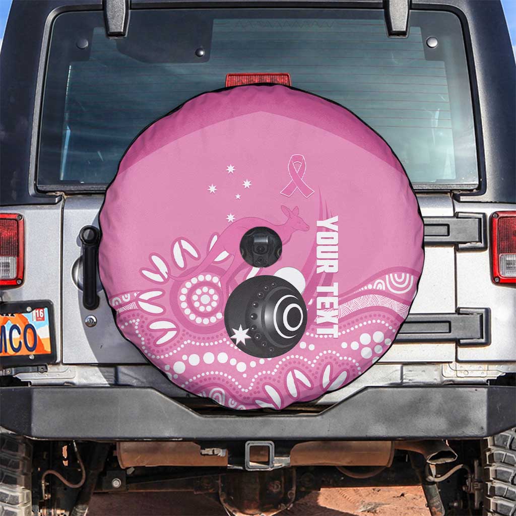 Custom Bowls Australia Breast Cancer Spare Tire Cover Pink Ribbon Kangaroo Aboriginal Art - Aussie Hoodie