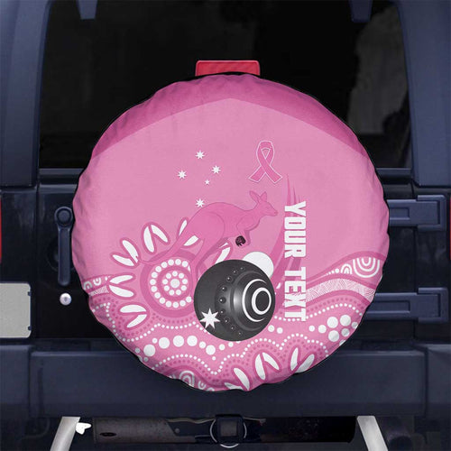 Custom Bowls Australia Breast Cancer Spare Tire Cover Pink Ribbon Kangaroo Aboriginal Art - Aussie Hoodie