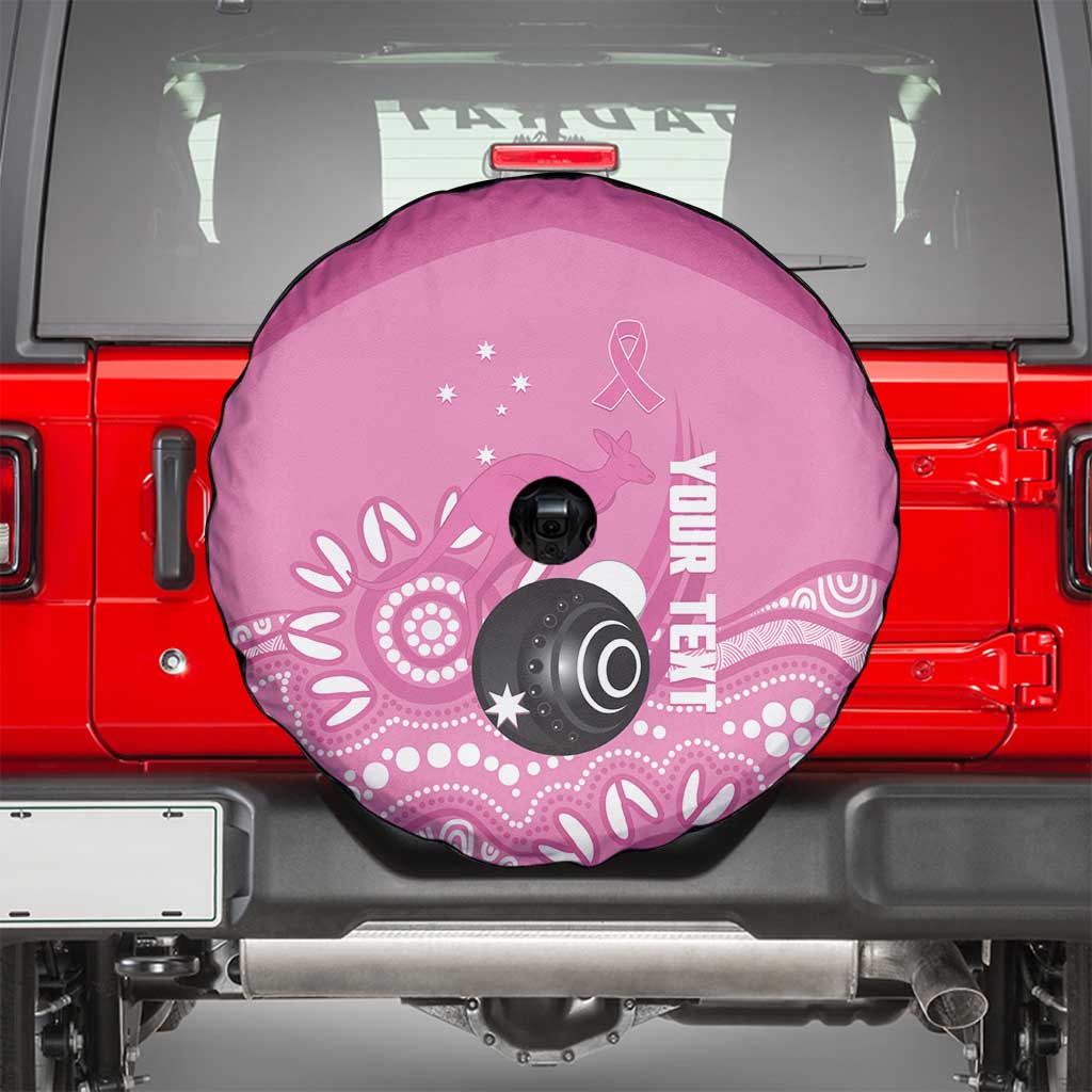 Custom Bowls Australia Breast Cancer Spare Tire Cover Pink Ribbon Kangaroo Aboriginal Art - Aussie Hoodie