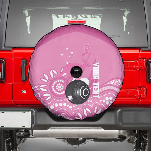 Custom Bowls Australia Breast Cancer Spare Tire Cover Pink Ribbon Kangaroo Aboriginal Art - Aussie Hoodie