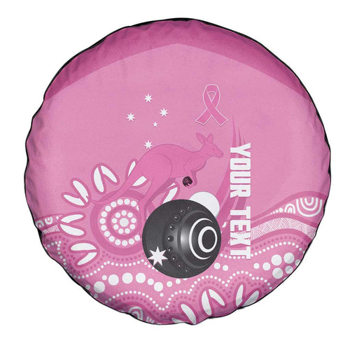 Custom Bowls Australia Breast Cancer Spare Tire Cover Pink Ribbon Kangaroo Aboriginal Art - Aussie Hoodie