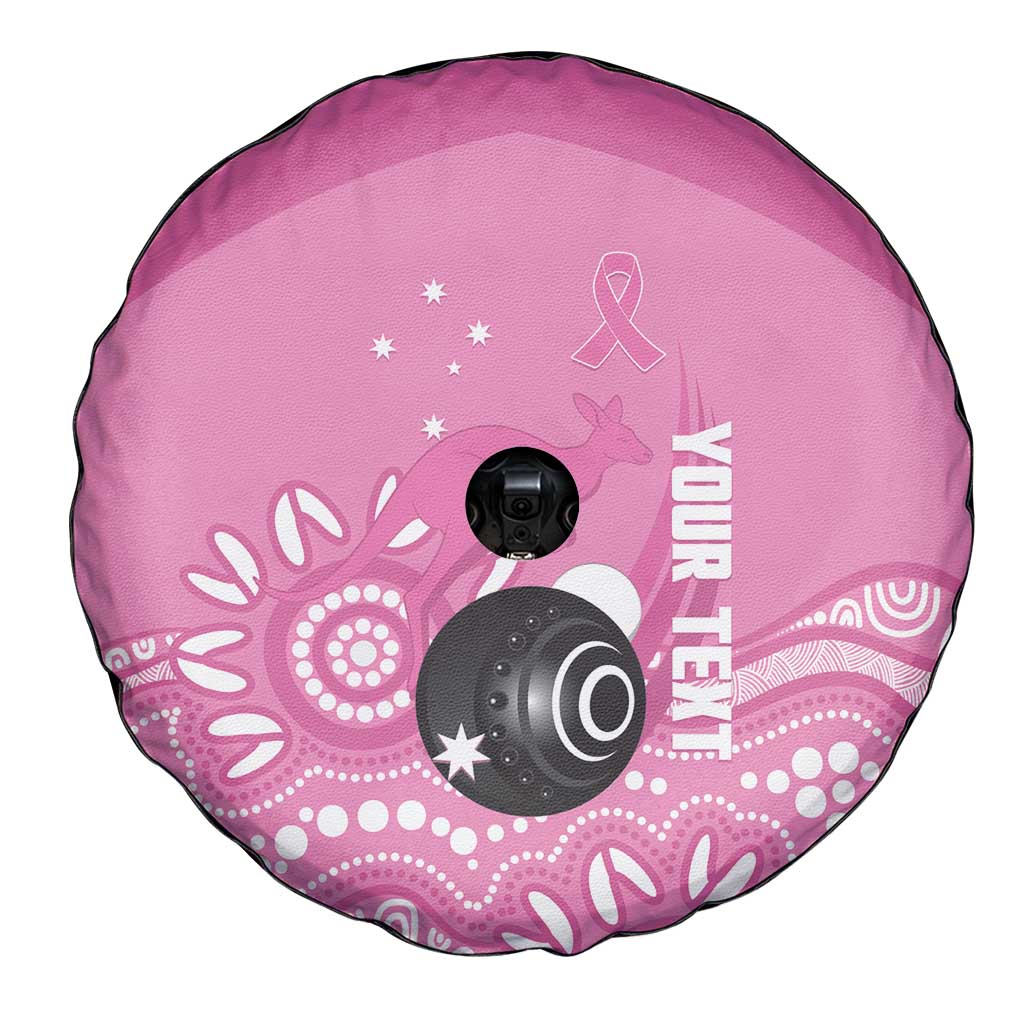 Custom Bowls Australia Breast Cancer Spare Tire Cover Pink Ribbon Kangaroo Aboriginal Art - Aussie Hoodie