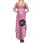 Custom Bowls Australia Breast Cancer Summer Maxi Dress Pink Ribbon Kangaroo Aboriginal Art - Aussie Hoodie