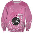 Custom Bowls Australia Breast Cancer Sweatshirt Pink Ribbon Kangaroo Aboriginal Art - Aussie Hoodie