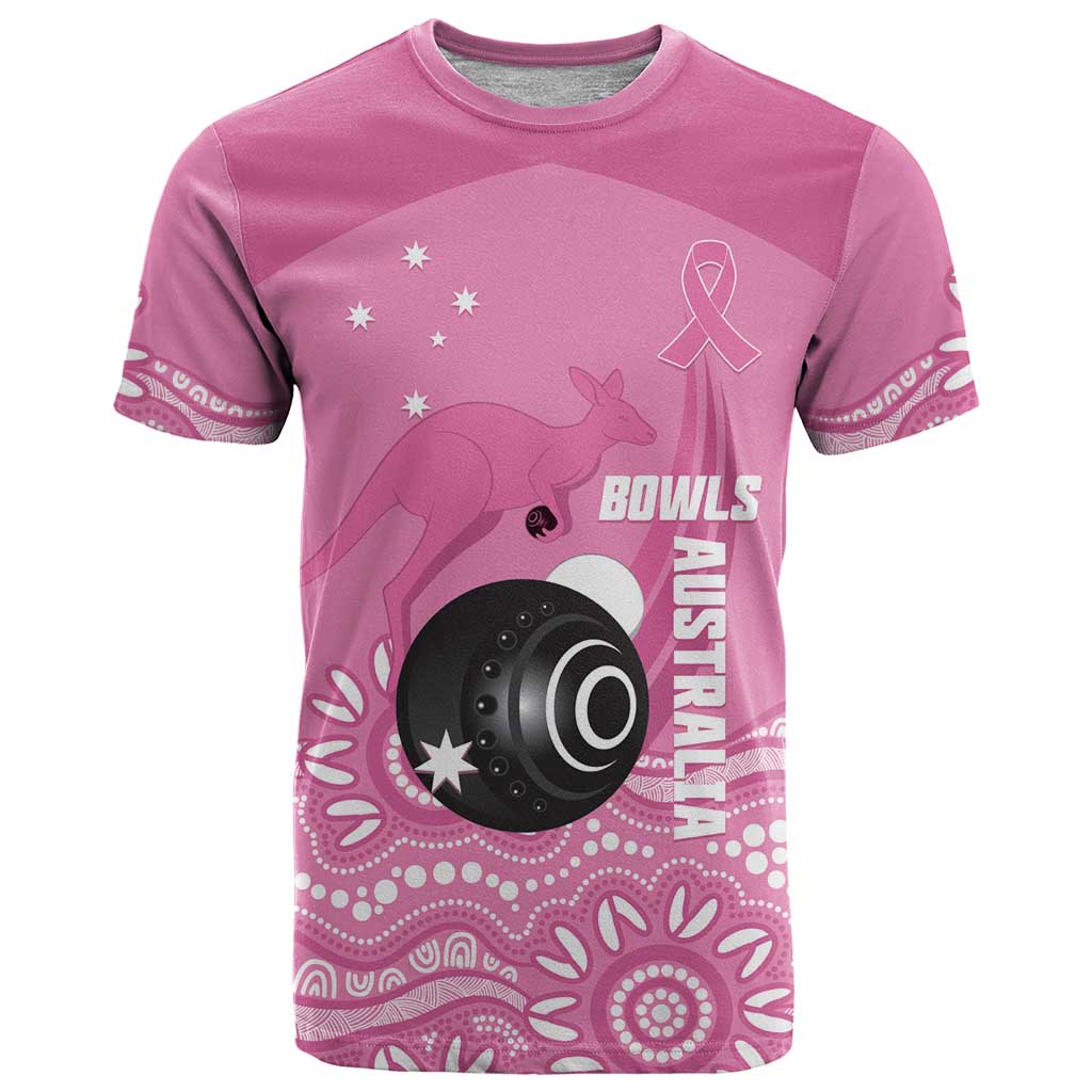 Custom Bowls Australia Breast Cancer T Shirt Pink Ribbon Kangaroo Aboriginal Art - Aussie Hoodie