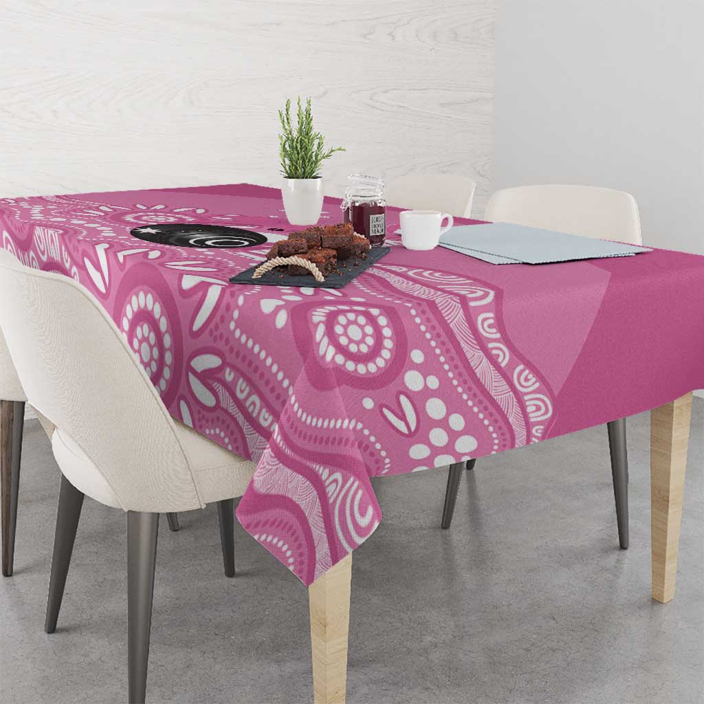 Custom Bowls Australia Breast Cancer Tablecloth Pink Ribbon Kangaroo Aboriginal Art - Aussie Hoodie