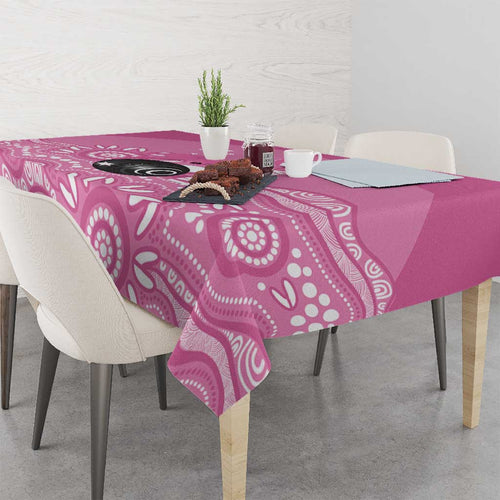 Custom Bowls Australia Breast Cancer Tablecloth Pink Ribbon Kangaroo Aboriginal Art - Aussie Hoodie