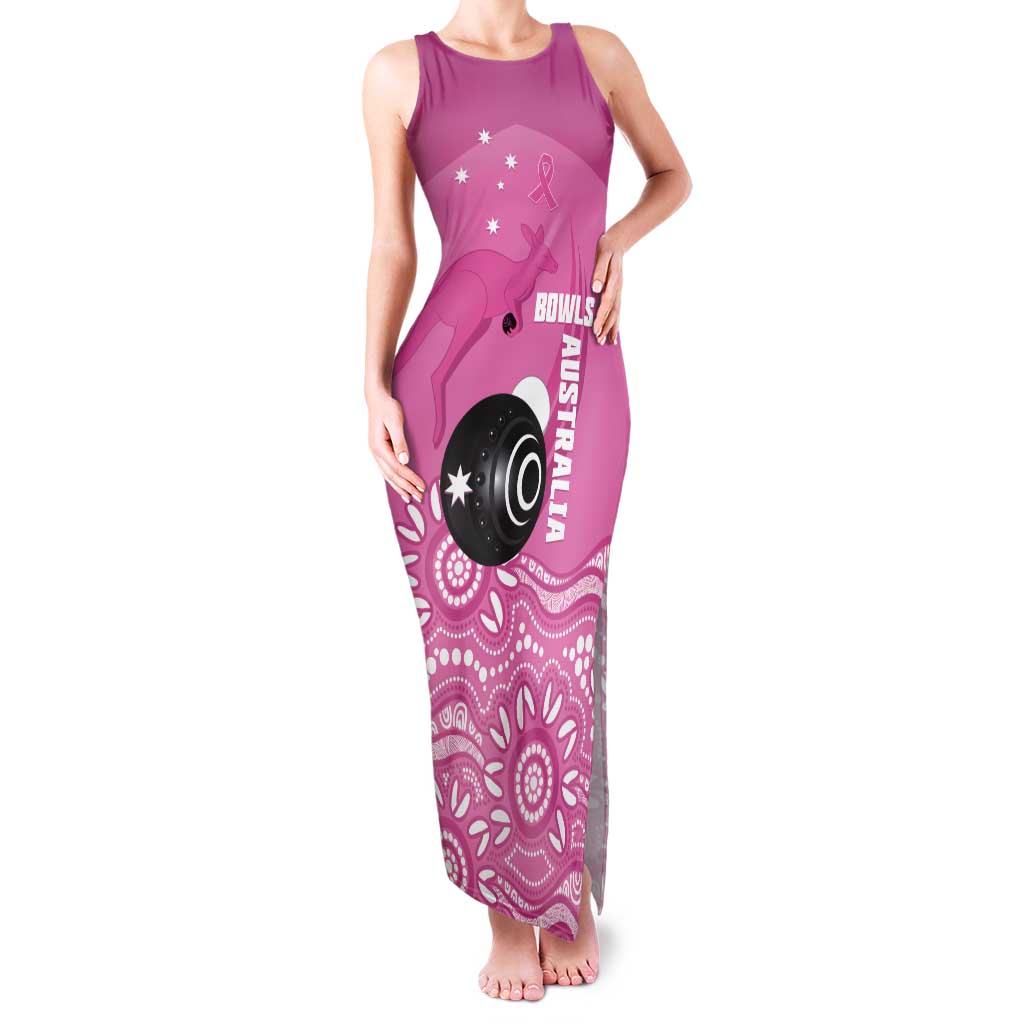 Custom Bowls Australia Breast Cancer Tank Maxi Dress Pink Ribbon Kangaroo Aboriginal Art - Aussie Hoodie
