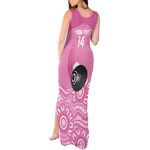 Custom Bowls Australia Breast Cancer Tank Maxi Dress Pink Ribbon Kangaroo Aboriginal Art - Aussie Hoodie