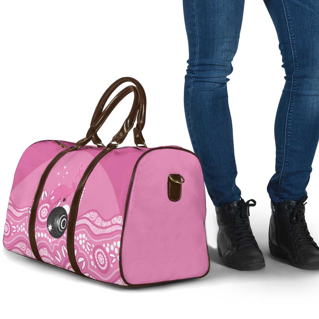Custom Bowls Australia Breast Cancer Travel Bag Pink Ribbon Kangaroo Aboriginal Art - Aussie Hoodie