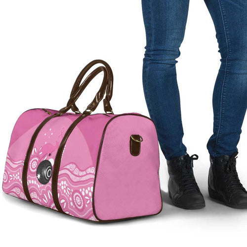 Custom Bowls Australia Breast Cancer Travel Bag Pink Ribbon Kangaroo Aboriginal Art - Aussie Hoodie