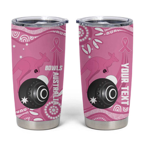 Custom Bowls Australia Breast Cancer Tumbler Cup Pink Ribbon Kangaroo Aboriginal Art - Aussie Hoodie