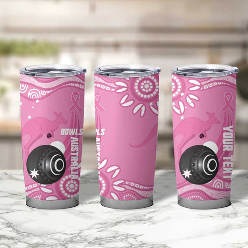 Custom Bowls Australia Breast Cancer Tumbler Cup Pink Ribbon Kangaroo Aboriginal Art - Aussie Hoodie