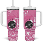 Custom Bowls Australia Breast Cancer Tumbler With Handle Pink Ribbon Kangaroo Aboriginal Art - Aussie Hoodie