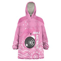 Custom Bowls Australia Breast Cancer Wearable Blanket Hoodie Pink Ribbon Kangaroo Aboriginal Art - Aussie Hoodie