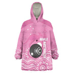 Custom Bowls Australia Breast Cancer Wearable Blanket Hoodie Pink Ribbon Kangaroo Aboriginal Art - Aussie Hoodie